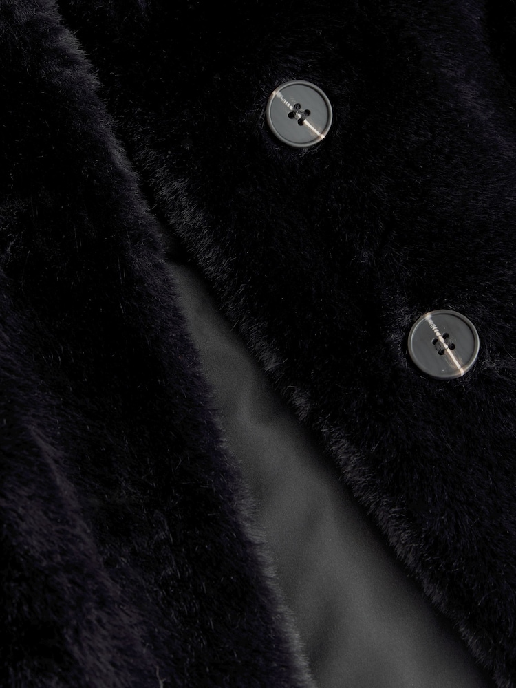 Black Faux Fur Longer Length Coat (3-16yrs) - Image 7 of 7