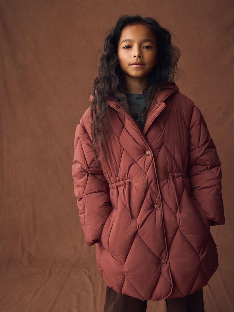 Rust Brown Shower Resistant Skirted Duvet Coat (3-16yrs) - Image 1 of 10