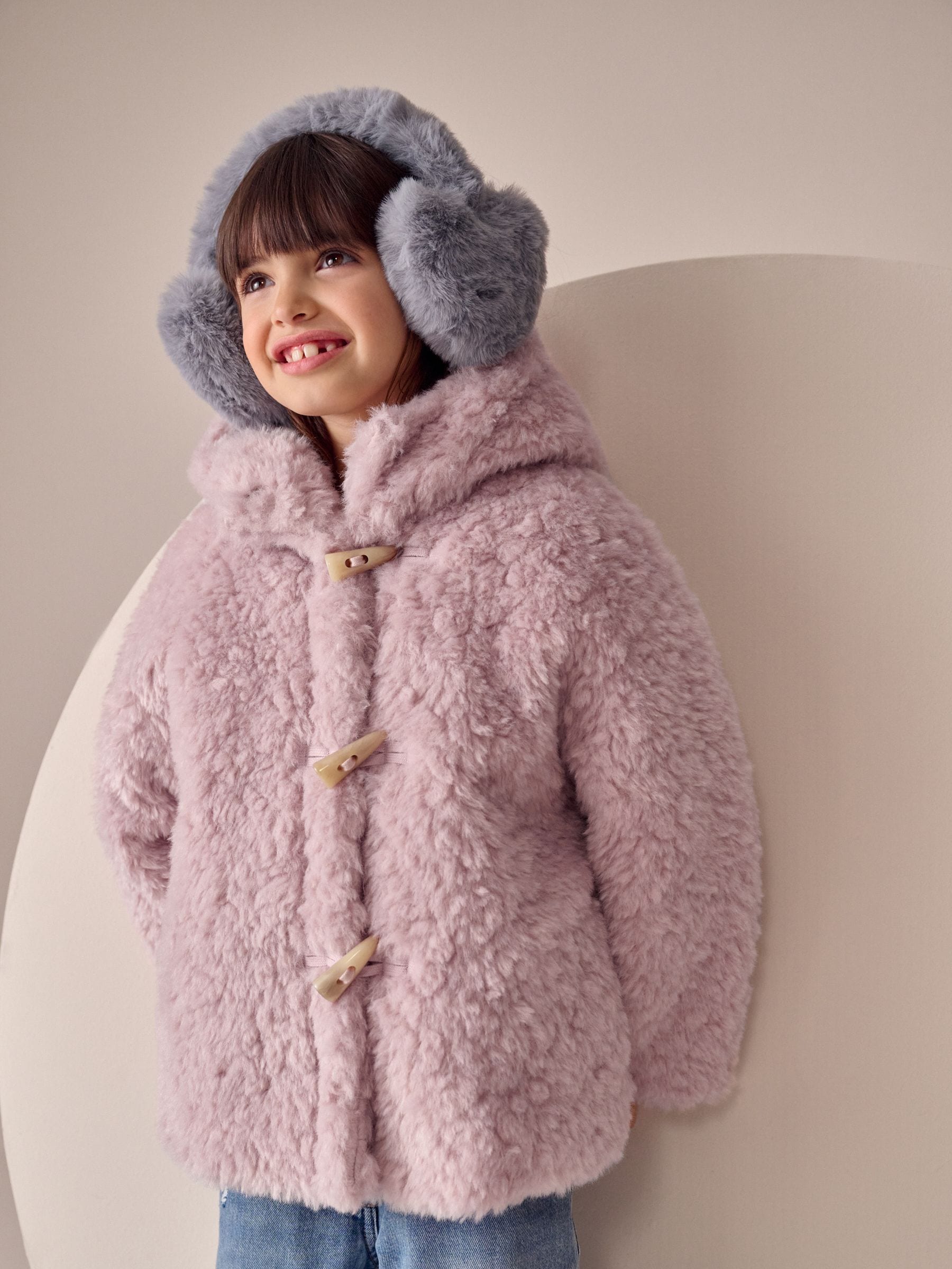 Buy Pink Borg Duffle Coat (3-16yrs) from Next Canada