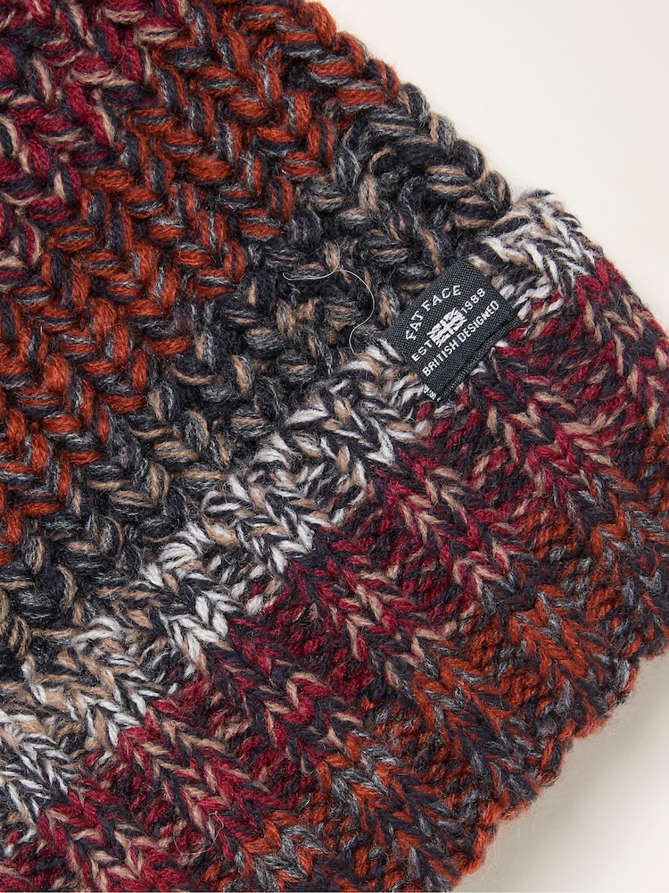 FatFace Orange Twist Colourblock Beanie - Image 2 of 2 FatFace Orange Twist Colourblock Beanie - Image 2 of 2