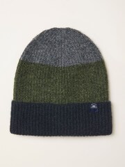 FatFace Khaki Green Leo Colourblock Beanie - Image 1 of 2