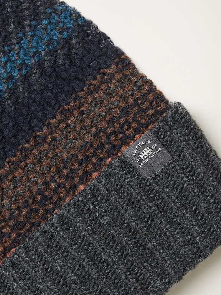 FatFace Multi Textured Knit Beanie - Image 2 of 2