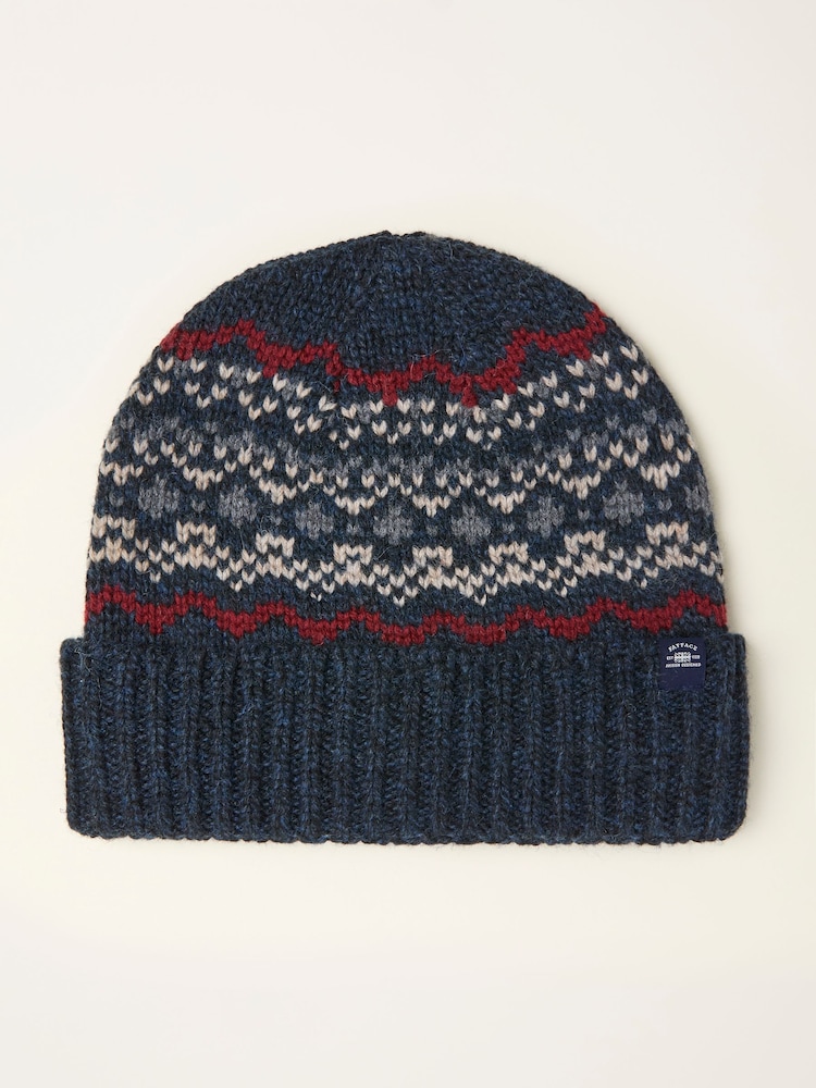 FatFace Navy Fairisle Beanie - Image 1 of 2