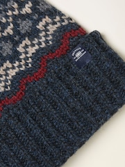 FatFace Navy Fairisle Beanie - Image 2 of 2