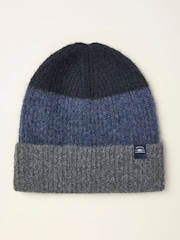 FatFace Navy Leo Colourblock Beanie - Image 1 of 2