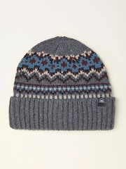 FatFace Grey Fairisle Beanie - Image 1 of 2