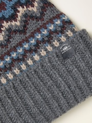 FatFace Grey Fairisle Beanie - Image 2 of 2