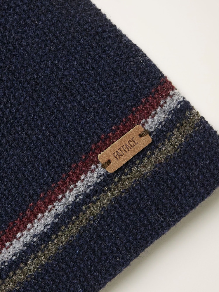 FatFace Luca Blue Waffle Beanie - Image 2 of 2 FatFace Luca Blue Waffle Beanie - Image 2 of 2
