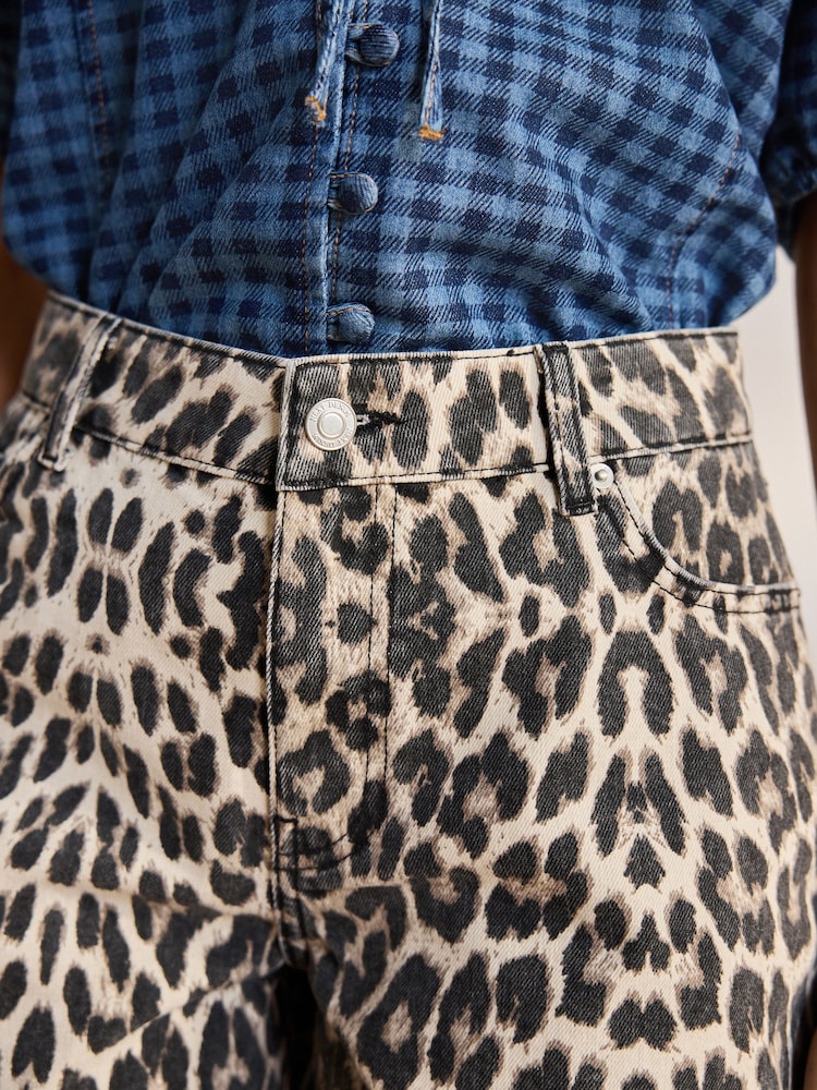 Luipaardprint - Denim shorts van 100% katoen - Image 5 of 8
