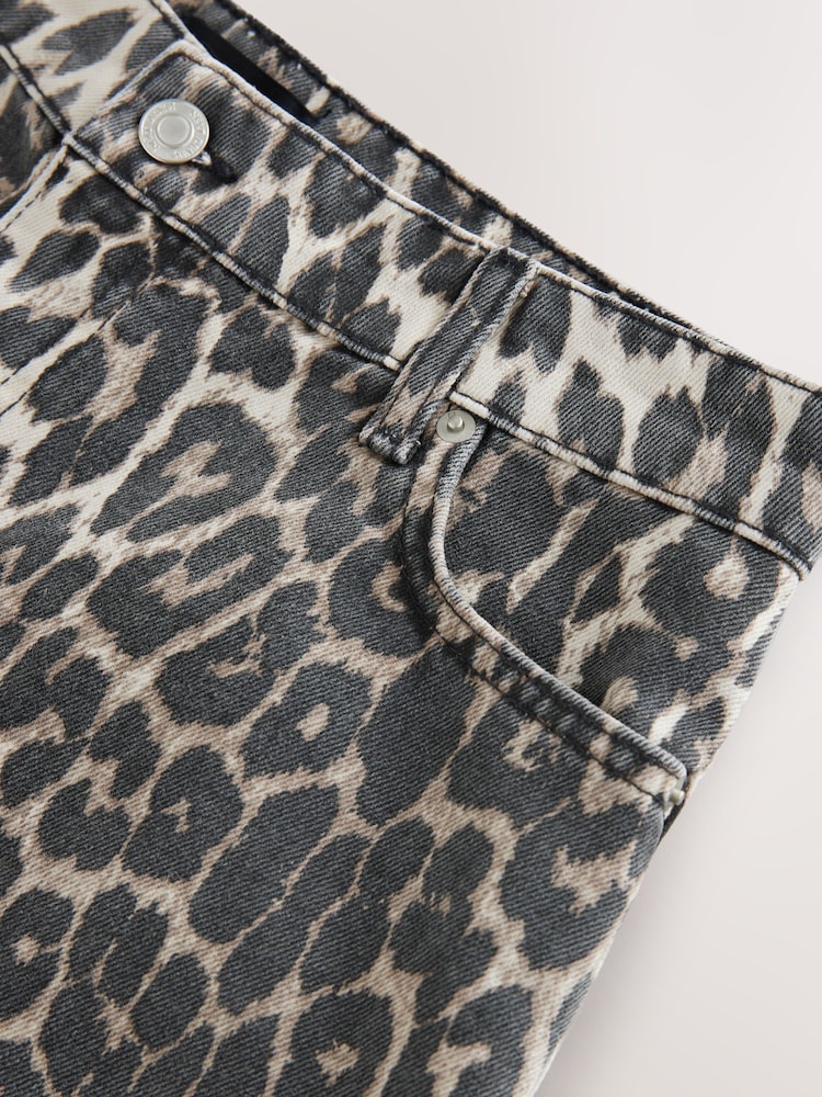 Leopard Print 100% Cotton Denim Shorts - Image 8 of 8