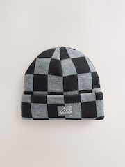 Black/Grey Check Beanie Hat (1-16yrs) - Image 1 of 3