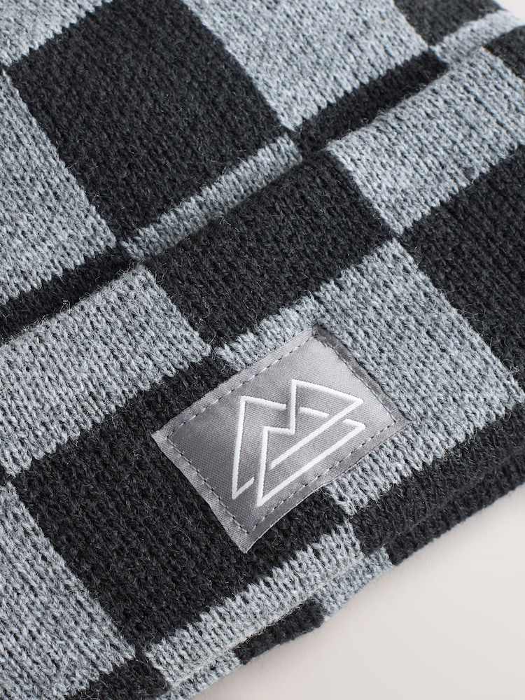 Black/Grey Check Beanie Hat (1-16yrs) - Image 2 of 3
