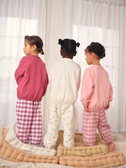 Pink/Creme kariert - Pyjama mit gewebten Hosen im 3er-Pack (9M.–10J.) - Bild 3 von 4