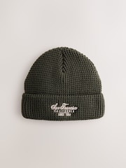 Khaki Green Waffle Beanie Hat (1-16yrs) - Image 3 of 5
