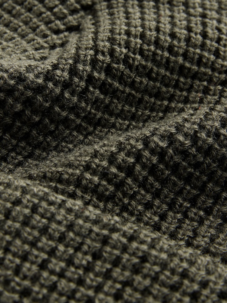Khaki Green Waffle Beanie Hat (1-16yrs) - Image 5 of 5