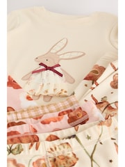 Pink/Cream Bunny Applique Snuggle Pyjamas 3 Pack (9mths-9yrs) - Image 4 of 10