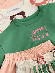 Pink/Green Character Print Joggers Pyjamas 3 Pack (9mths-10yrs) - Image 10 of 11