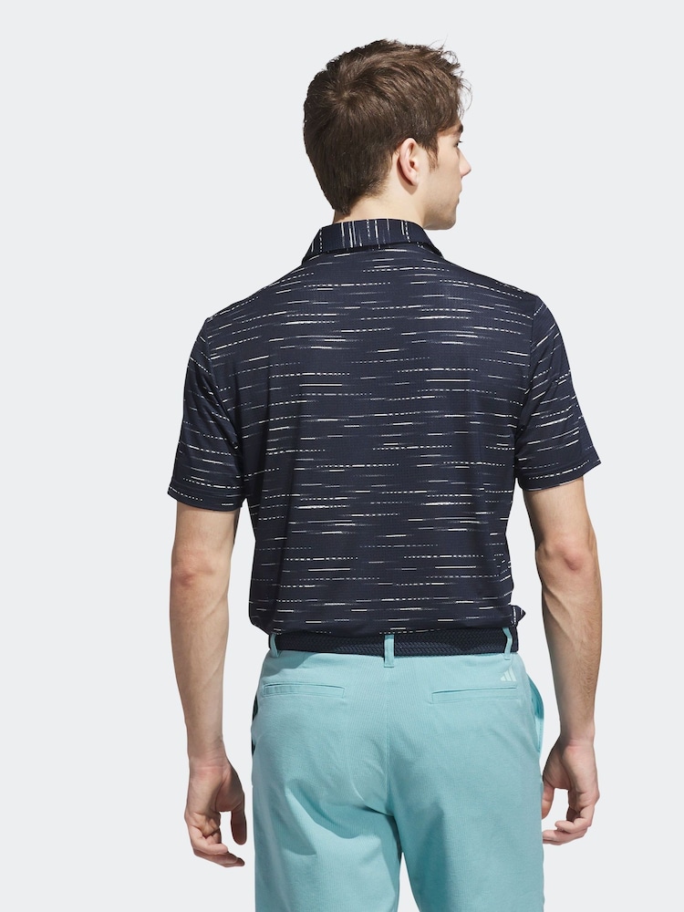 adidas Golf Navy Ultimate365 Mesh Glimmer Print Polo Shirt - Image 2 of 6 adidas Golf Navy Ultimate365 Mesh Glimmer Print Polo Shirt - Image 2 of 6
