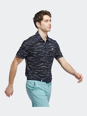 adidas Golf Navy Ultimate365 Mesh Glimmer Print Polo Shirt - Image 3 of 6