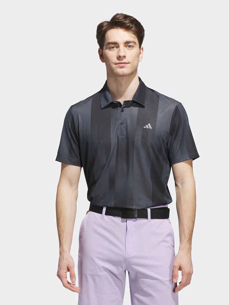 adidas Golf Ultimate365 Mesh Radiant Print Black Polo Shirt - Image 1 of 6 adidas Golf Ultimate365 Mesh Radiant Print Black Polo Shirt - Image 1 of 6