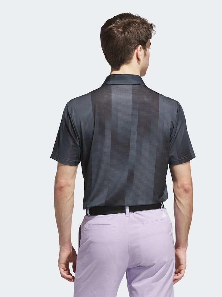 adidas Golf Ultimate365 Mesh Radiant Print Black Polo Shirt - Image 2 of 6 adidas Golf Ultimate365 Mesh Radiant Print Black Polo Shirt - Image 2 of 6