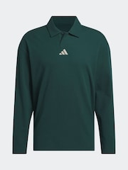 adidas Golf Loose Fit Dark Green Beyond Long Sleeve Polo Shirt - Image 6 of 6
