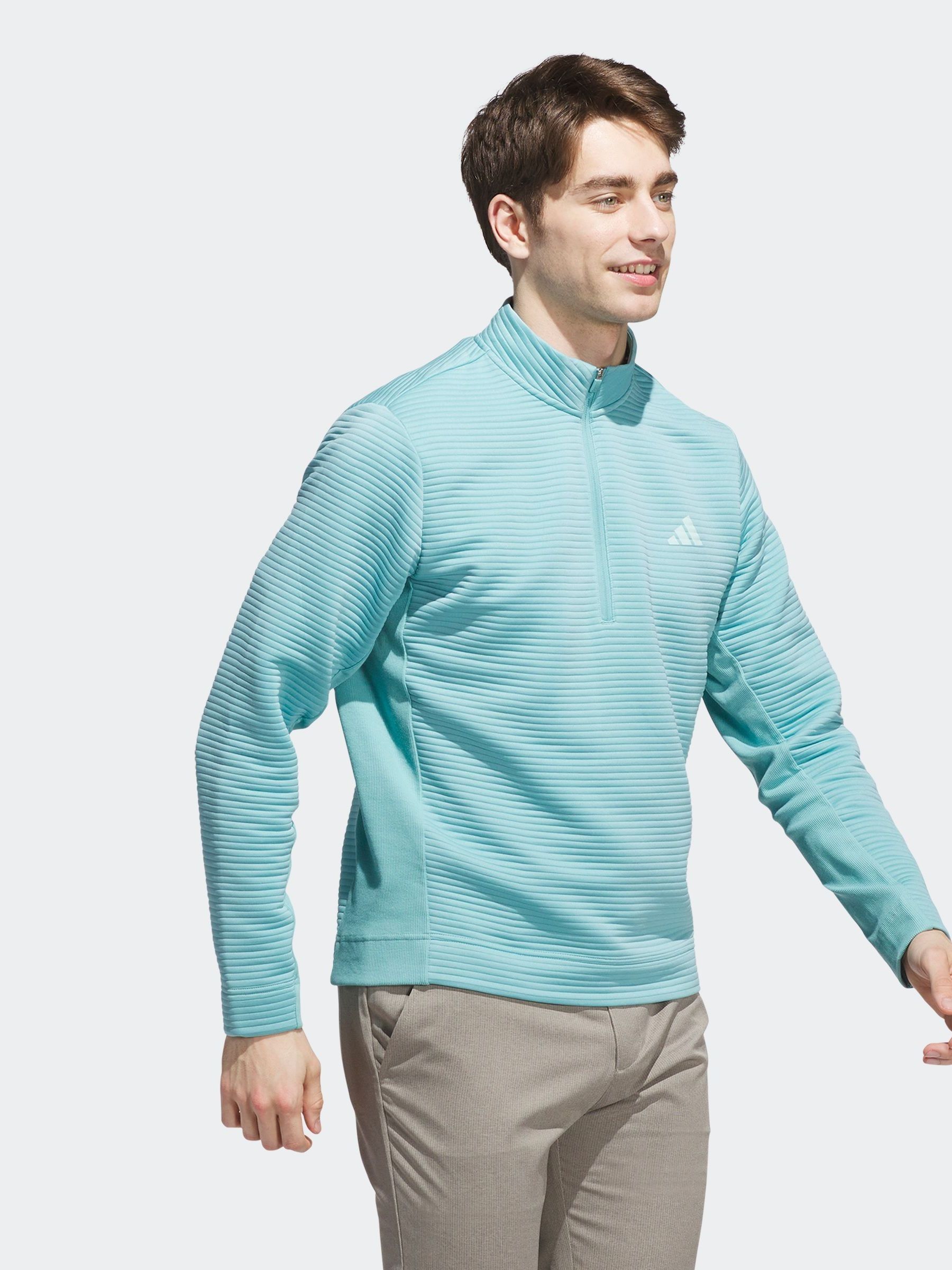 Buy adidas Golf Mint Green Dwr Textured Quarter Zip Sweatshirt