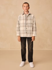 Neutral Check Borg Lined Lined Shacket (3-16yrs) - Image 3 of 9