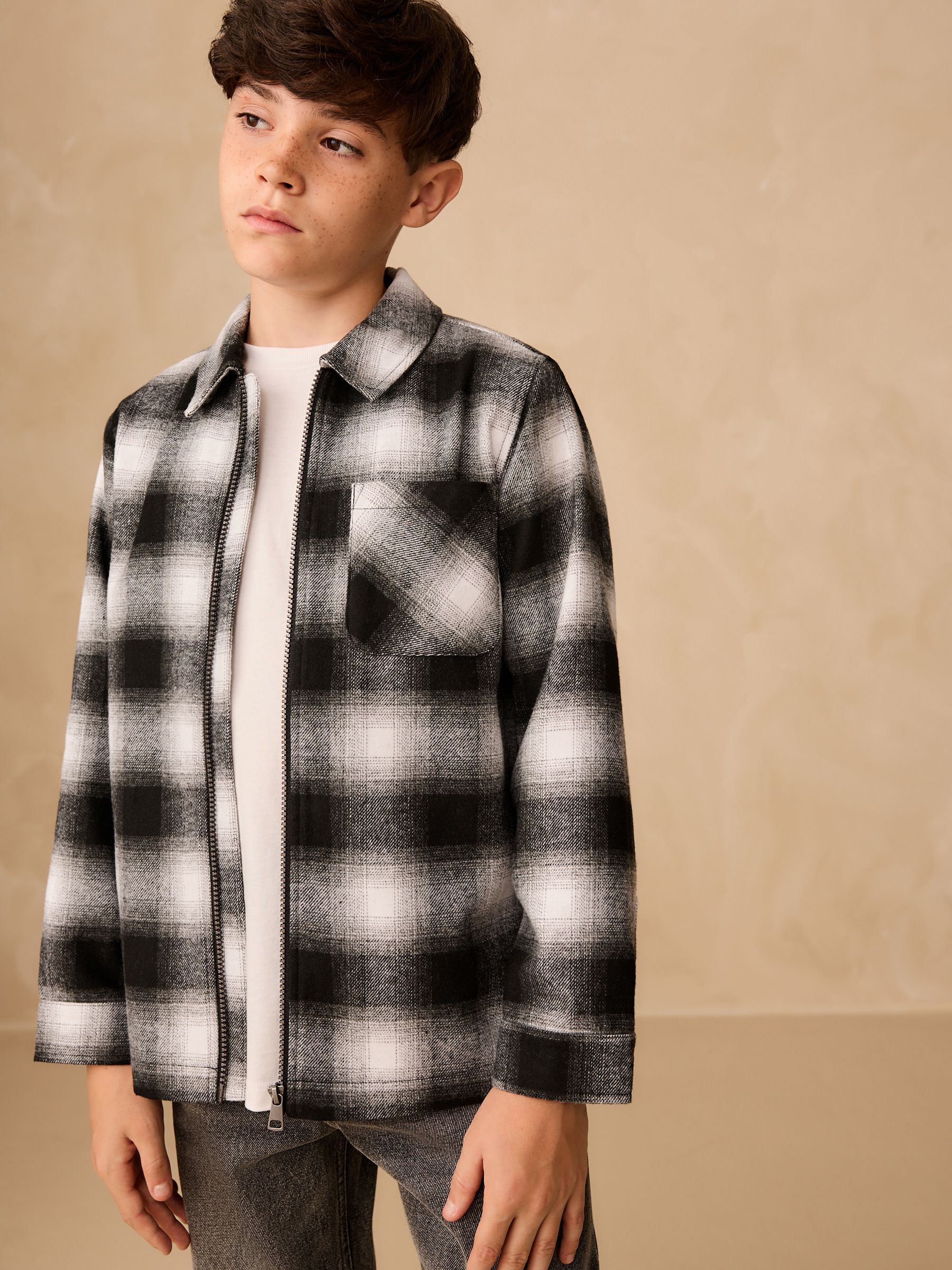 SEE-THROUGH CHECK OVER SHRIT JACKET クラネ F31995s.jpg