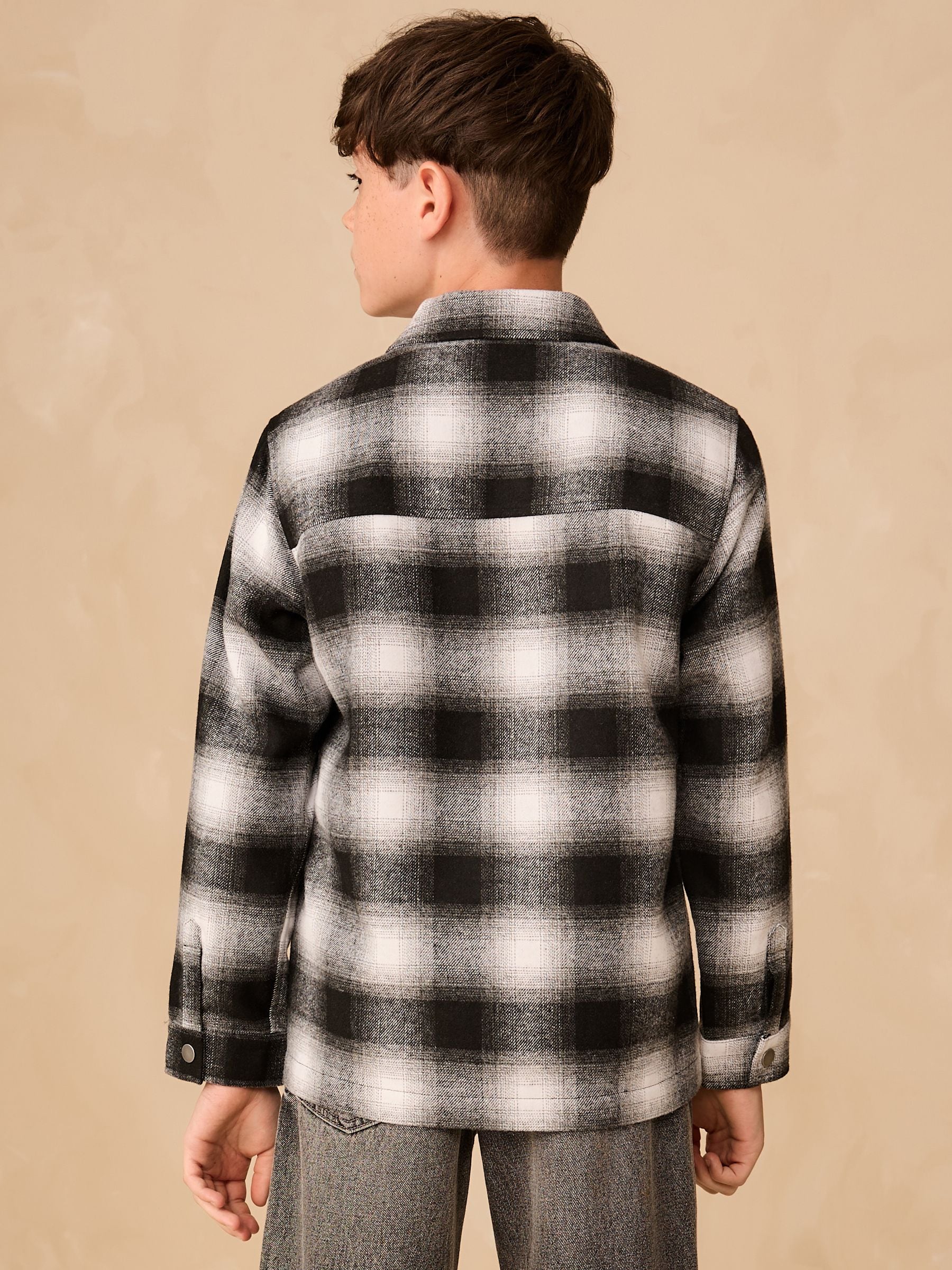 Buy Mono Core Black/White Check Zip Through Overshirt (3-16yrs