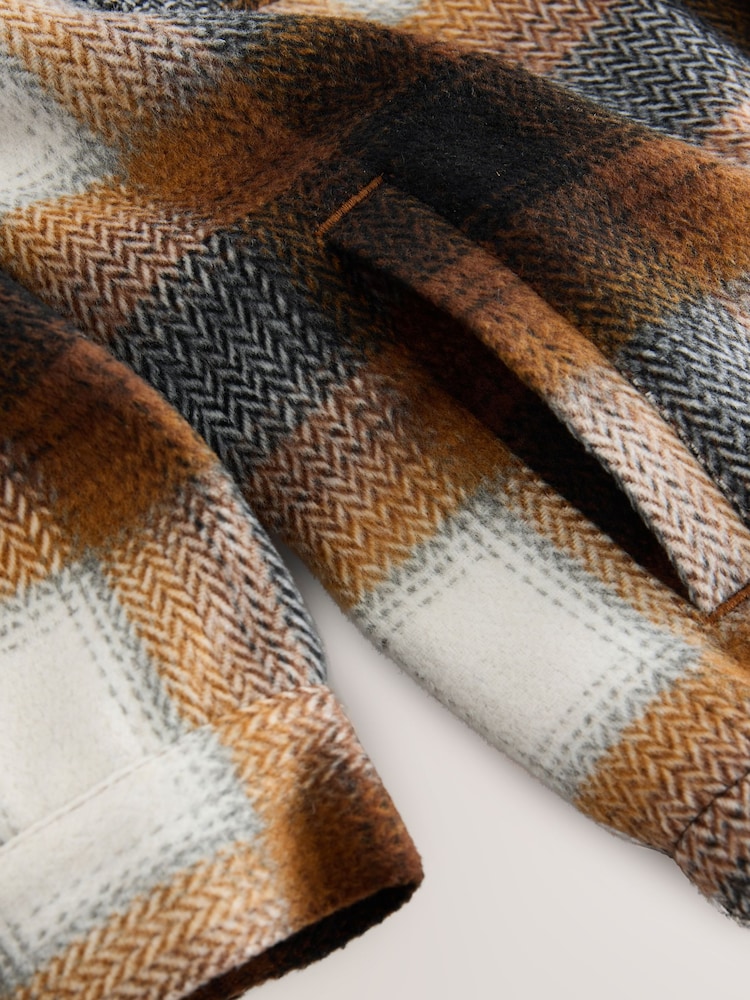 Rust Brown Borg Lined Hooded Check Shacket (3-16yrs) - Image 10 of 10