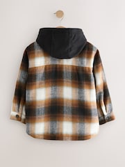 Rust Brown Borg Lined Hooded Check Shacket (3-16yrs) - Image 6 of 10