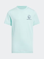adidas Golf Kids Aqua Blue Graphic Print T-Shirt - Image 1 of 5