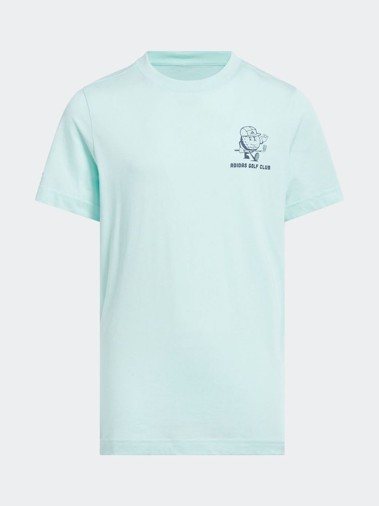 adidas Golf Kids Aqua Blue Graphic Print T-Shirt - Image 1 of 5