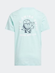 adidas Golf Kids Aqua Blue Graphic Print T-Shirt - Image 2 of 5