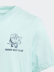 adidas Golf Kids Aqua Blue Graphic Print T-Shirt - Image 3 of 5