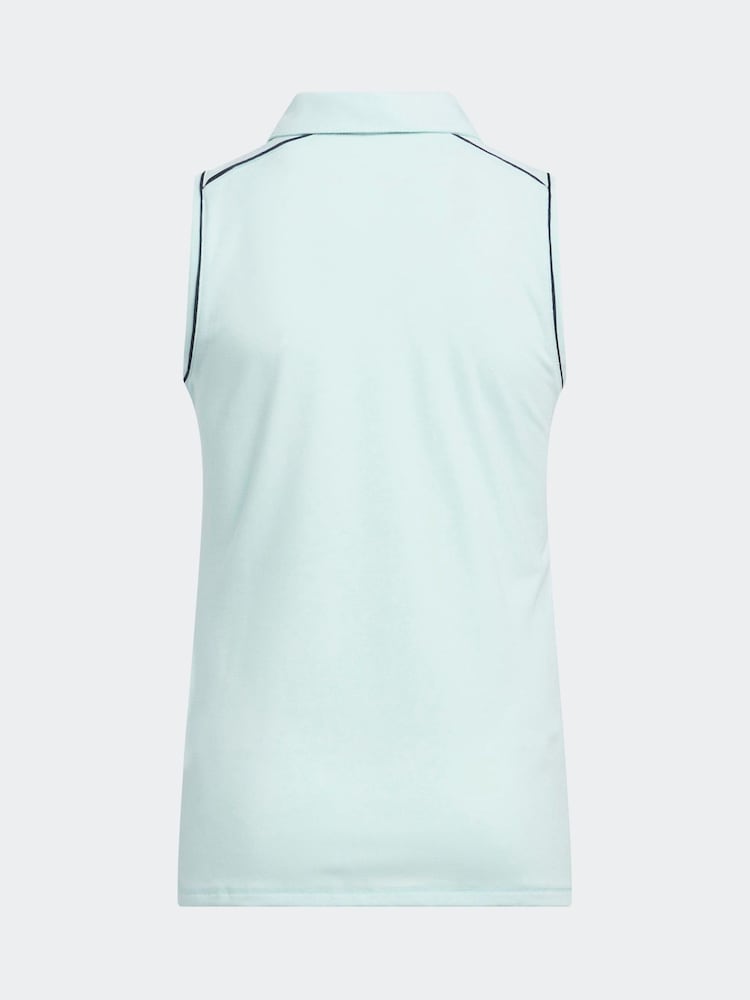 adidas Golf Aqua Blue Kids Aqua Performance Sleeveless Polo Shirt - Image 2 of 5