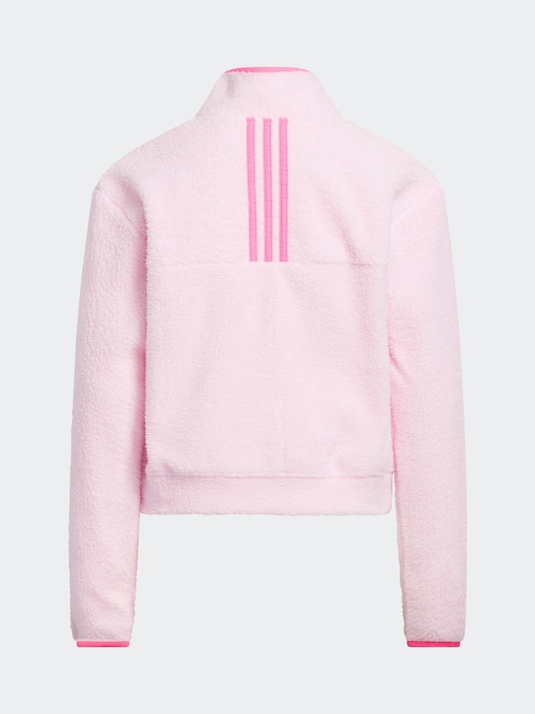 adidas Golf Pink Kids Performance Polarfleece Quarter-Zip Sweater - Image 2 of 5 adidas Golf Pink Kids Performance Polarfleece Quarter-Zip Sweater - Image 2 of 5