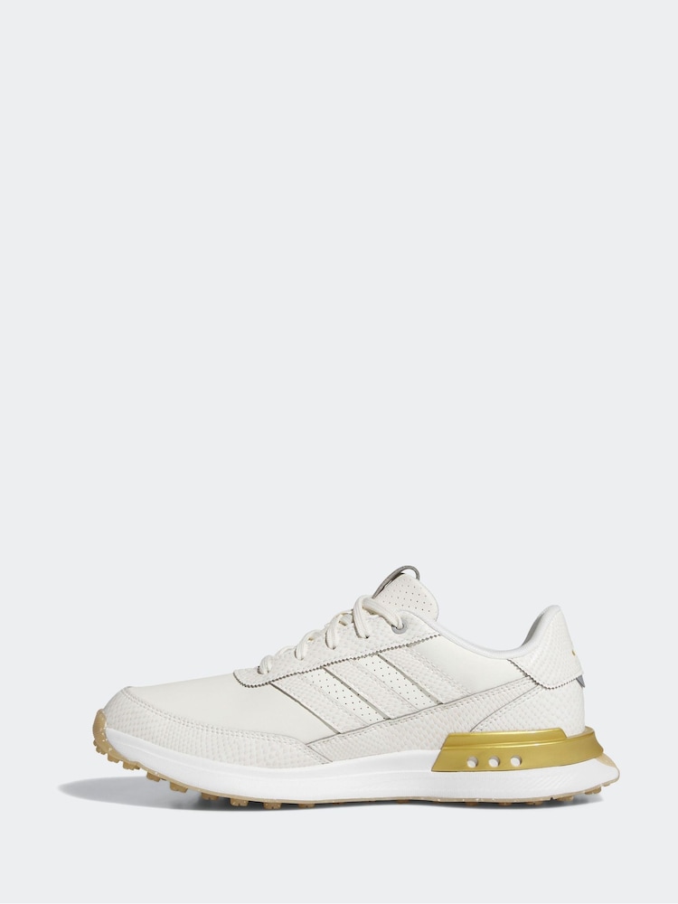 adidas Golf S2G 25 Leather Spikeless White and Gold Shoes - Image 2 of 9