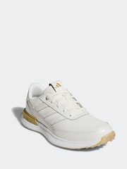 adidas Golf S2G 25 Leather Spikeless White and Gold Shoes - Image 3 of 9