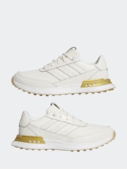 adidas Golf S2G 25 Leather Spikeless White and Gold Shoes - Image 5 of 9