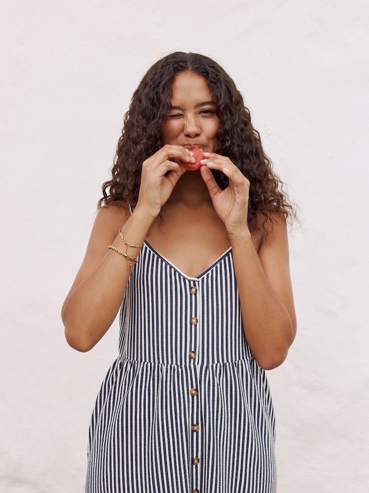 Blue on White Jersey Midi Dress - Image 2 of 8