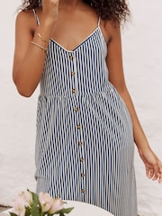 Blue on White Jersey Midi Dress - Image 5 of 8