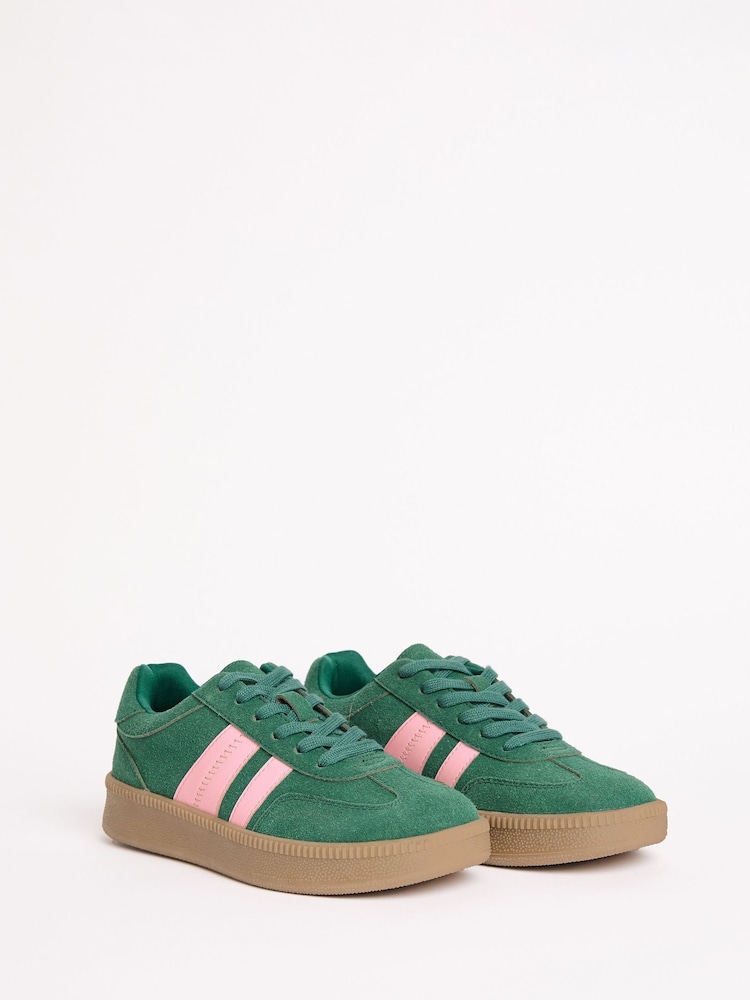 Friends Like These Green Lace-Up Retro Gumsole Sports Trainers - Image 2 of 5
