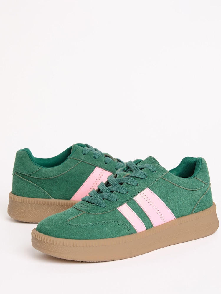 Friends Like These Green Lace-Up Retro Gumsole Sports Trainers - Image 5 of 5