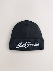 Black Subscribe Beanie Hat (1-16yrs) - Image 1 of 3