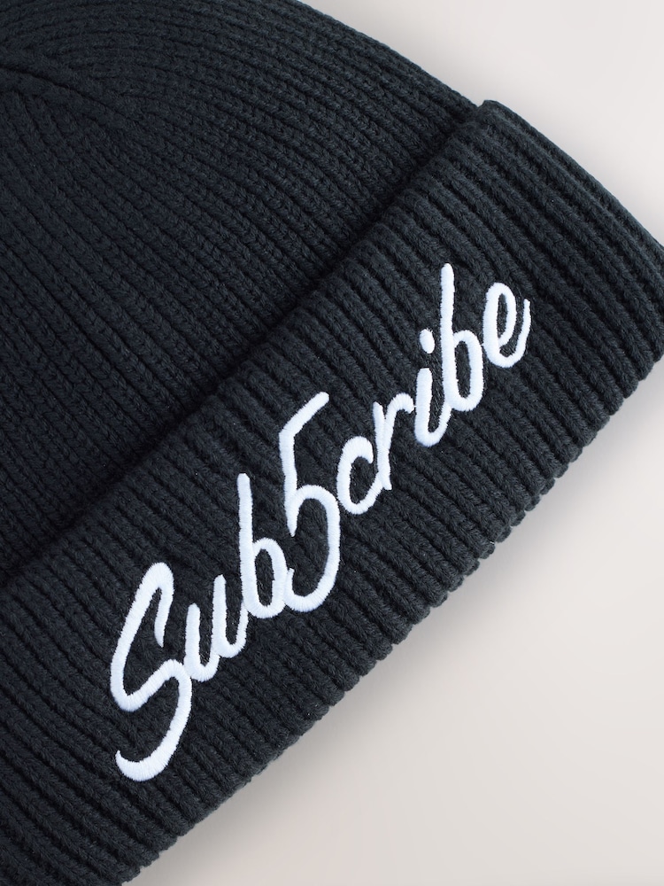 Black Subscribe Beanie Hat (1-16yrs) - Image 2 of 3