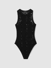 Atelier Ladder Knit High Neck Bodysuit - Image 2 of 6