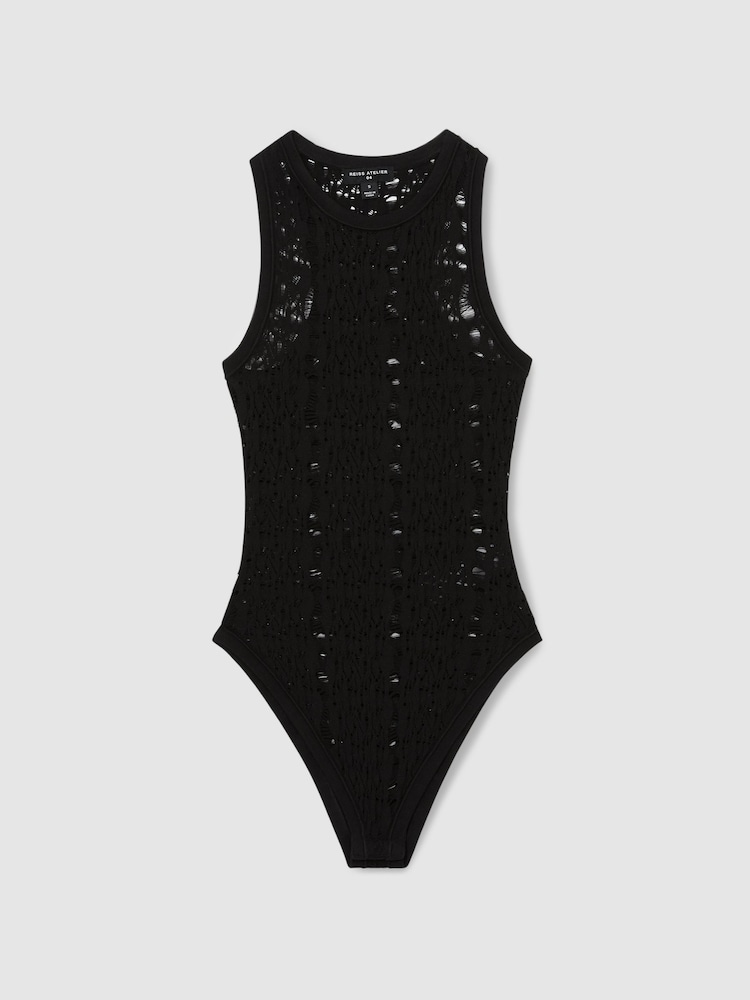 Atelier Ladder Knit High Neck Bodysuit - Image 2 of 6