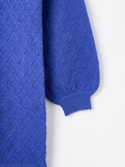 Oliver Bonas Blue Pointelle Knitted Jumper Dress - Image 7 of 7